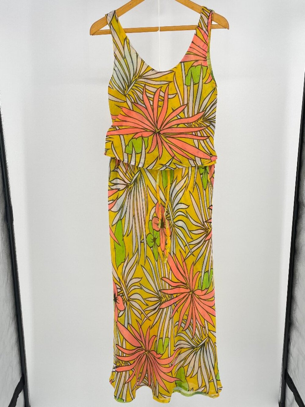 Sacred Threads Reversible 2-Piece Set Yellow Tropical Boho Skirt M/L